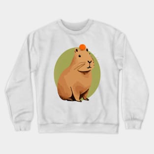 Capybara with Orange On head Crewneck Sweatshirt